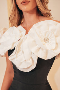 3D FLOWER DRESS | WHITE AND BLACK