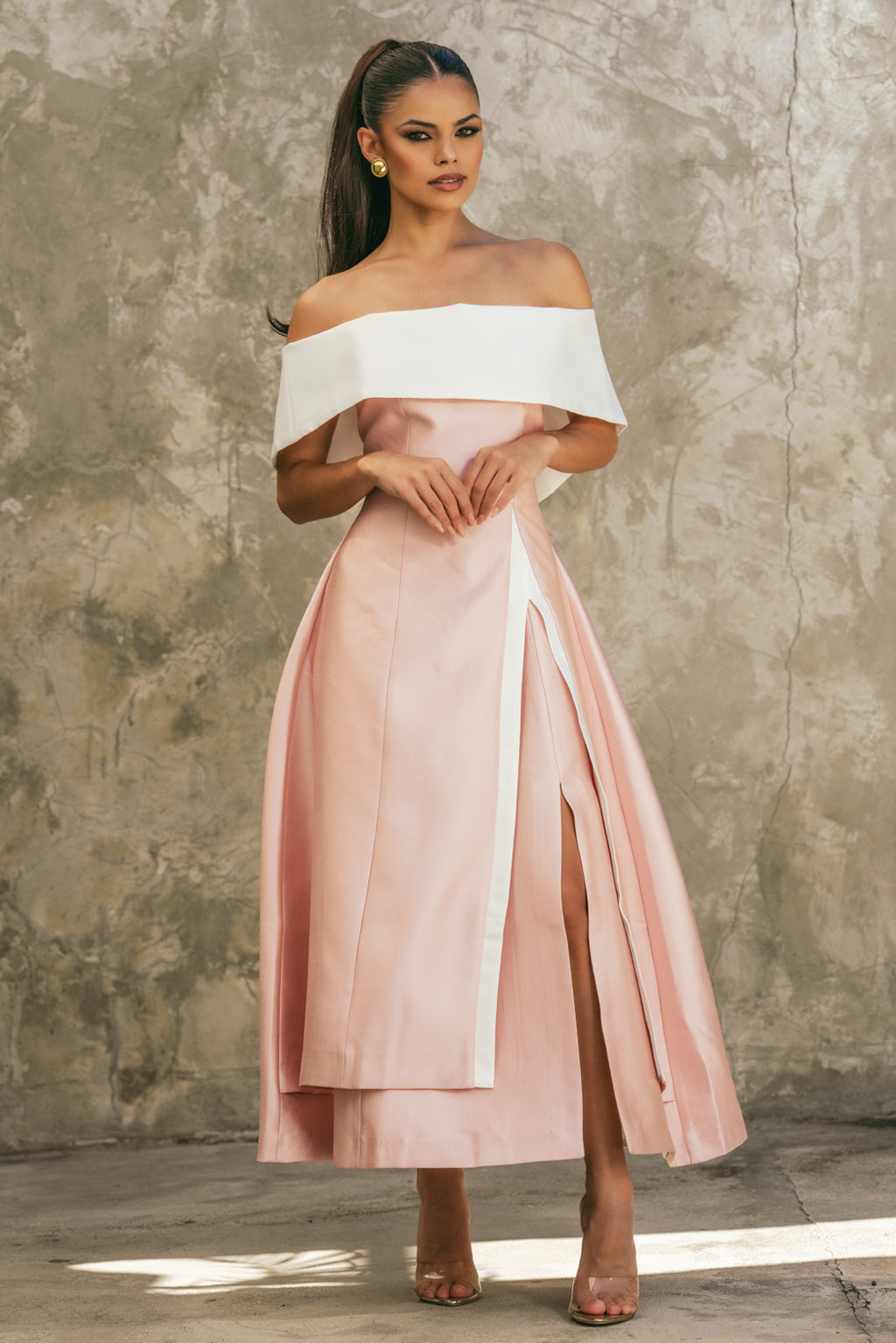 STRAPLESS MIDI DRESS | PINK