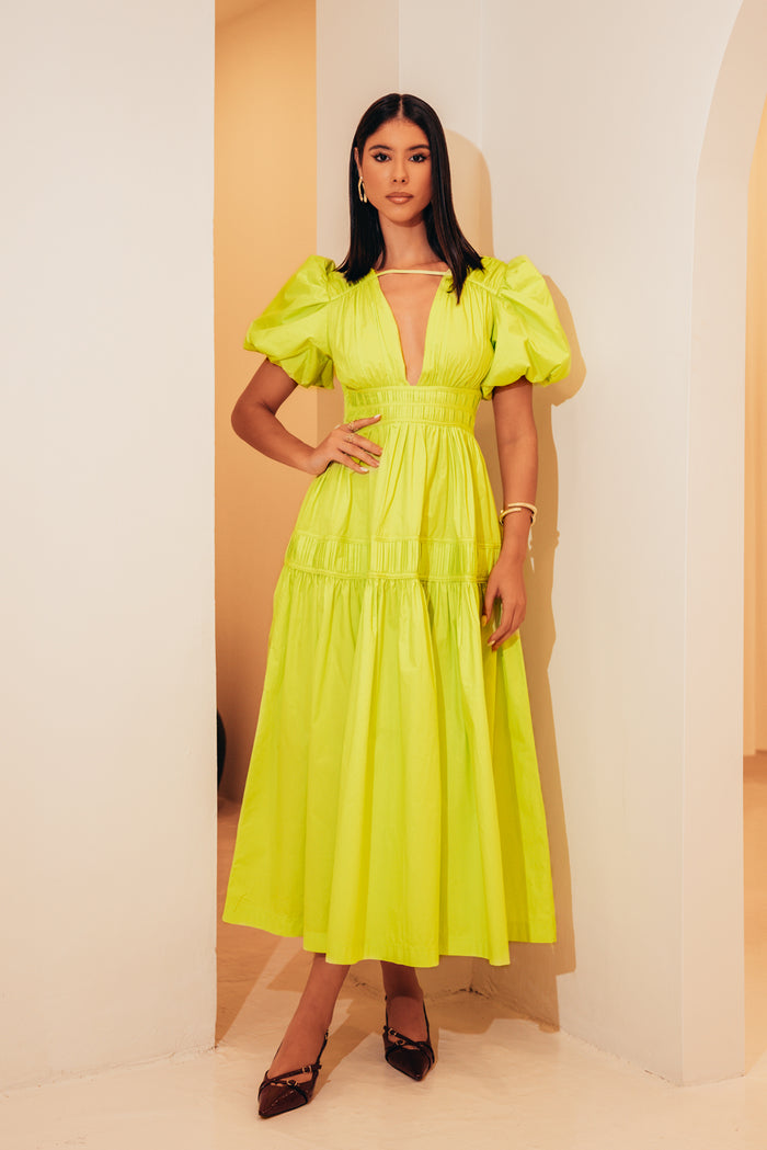 MIDI DRESS | NEON GREEN