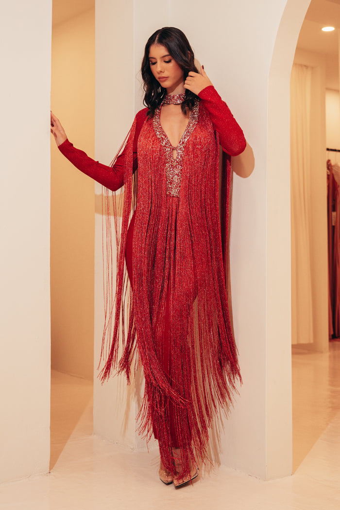 FRINGE DRESS | RED